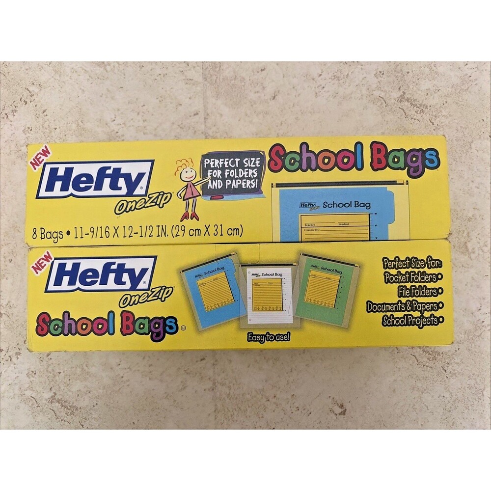 Hefty OneZip School Bags 2 Boxes Student Teacher 11-9/16x12-1/2in Storage 16